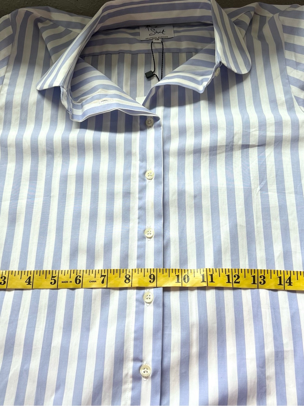 The Shirt Rochelle Behrens Drop Waist Shirtdress Blue White Stripe Size XS - Picture 12 of 13